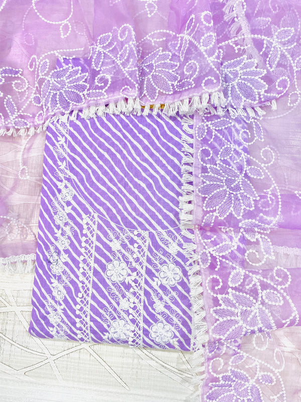 Designer Embroidered Suit Length 3 Piece Purple Mal Cotton