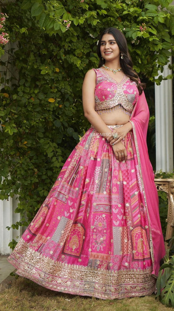 Pink Crop Top Lehenga