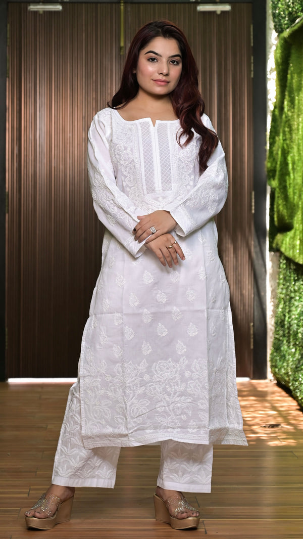 Lucknowi Chikankari Kurti White Cotton