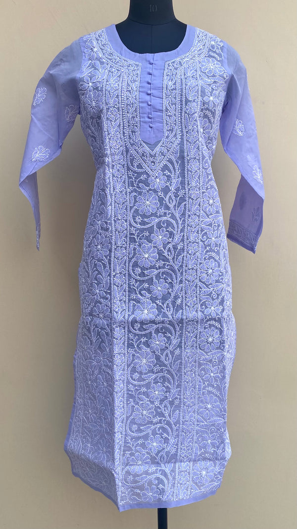 Lucknowi Chikankari Kurti Purple Cotton