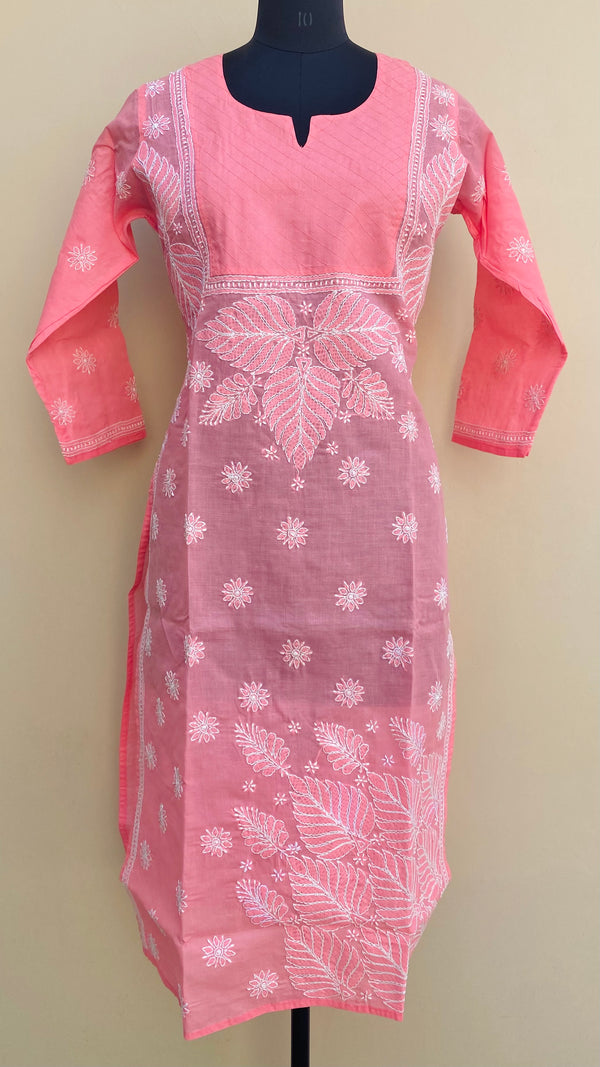 Lucknow Chikankari Kurti Pink Cotton