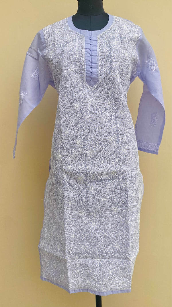 Lucknowi Chikankari Kurti Purple Cotton