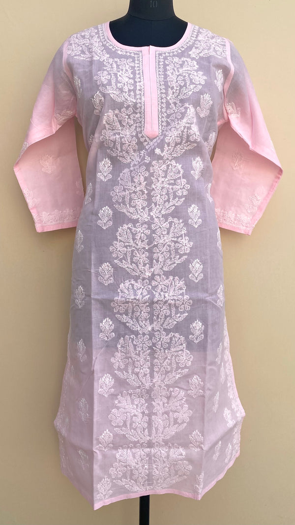 Lucknow Chikankari Kurti Pink Cotton