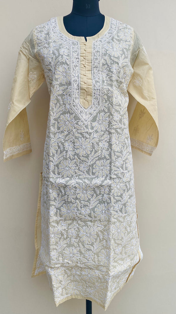 Lucknowi Chikankari Kurti Beige Cotton