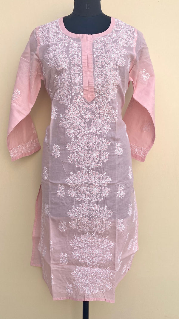 Lucknow Chikankari Kurti Pink Cotton