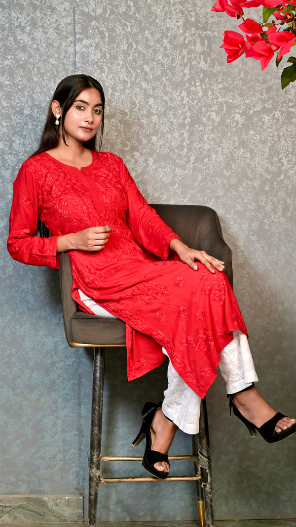 Lucknowi Chikankari Kurti Soft Modal Cotton