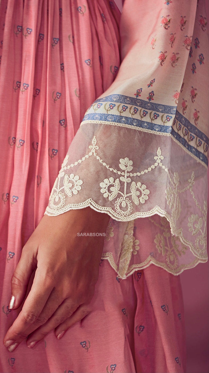 Designer Embroidered Suit Length 3 Piece Peach Muslin Cotton