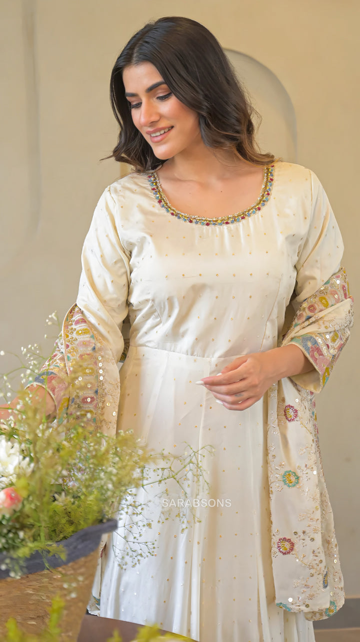Ethereal Ivory Anarkali Suit Set
