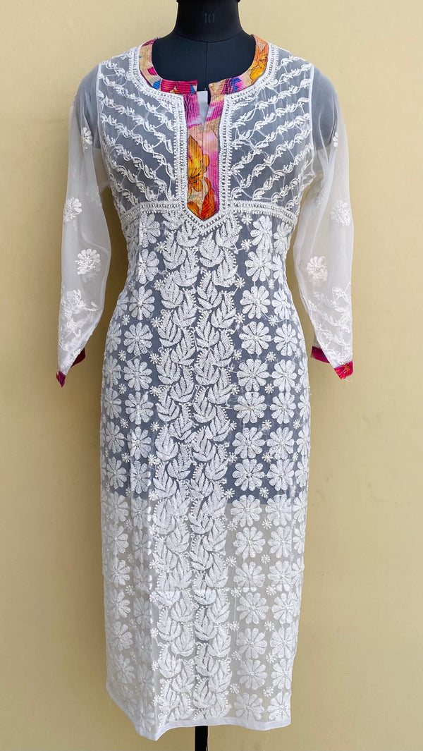 Lucknowi Chikankari Kurti White Georgette