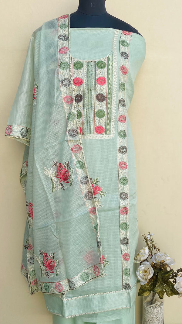 Designer Embroidered Suit Length 3 Piece Mint Green Kota