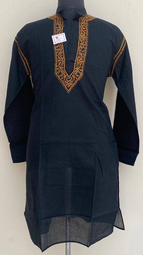 Lucknowi Chikankari Men’s Kurta Black Cotton