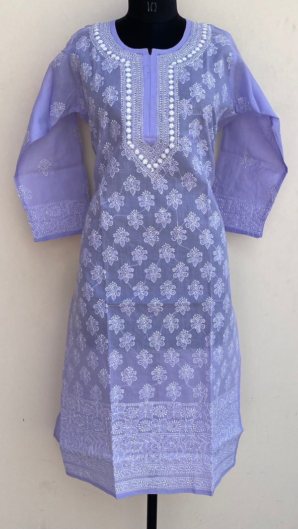 Lucknowi Chikankari Kurti Purple Cotton