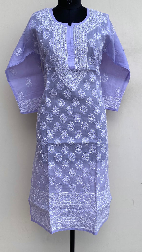 Lucknowi Chikankari Kurti Purple Cotton