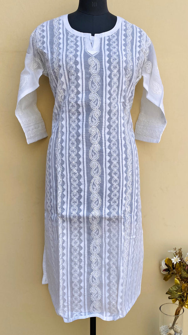 Lucknowi Chikankari Kurti White Cotton With Applique Work