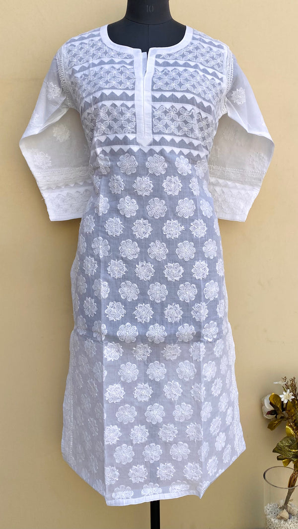 Lucknowi Chikankari Kurti White Cotton With Applique Work