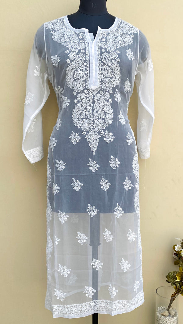 Lucknowi Chikankari Kurti White Georgette