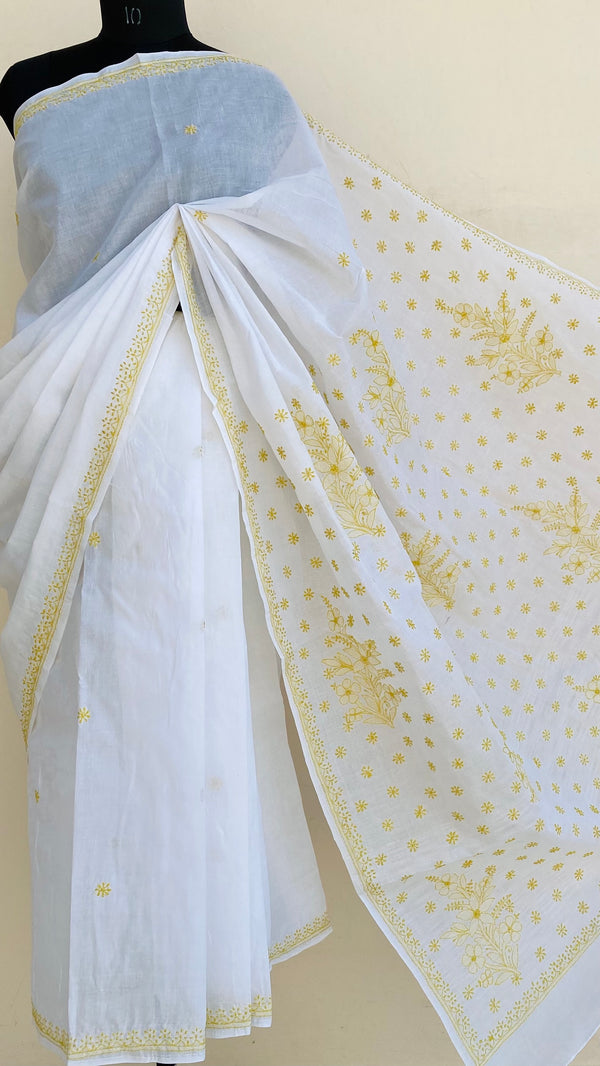 Lucknowi Chikankari Saree White Cotton