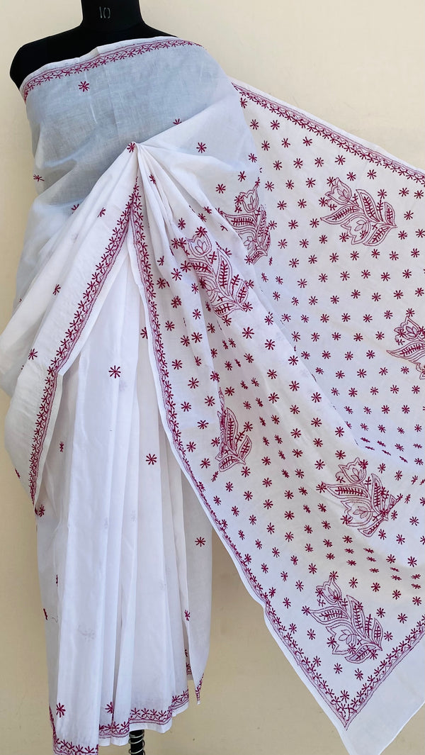 Lucknowi Chikankari Saree White Cotton