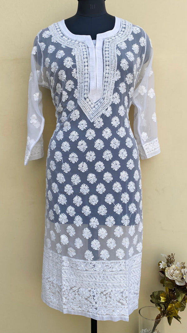 Lucknowi Chikankari Kurti White Georgette