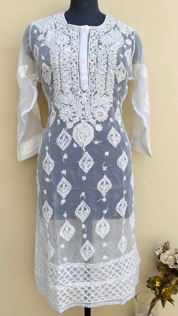 Lucknowi Chikankari Kurti White Georgette