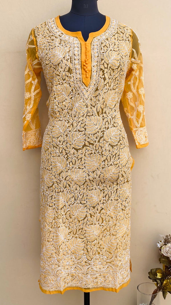 Lucknowi Chikankari Kurti Mustard Georgette