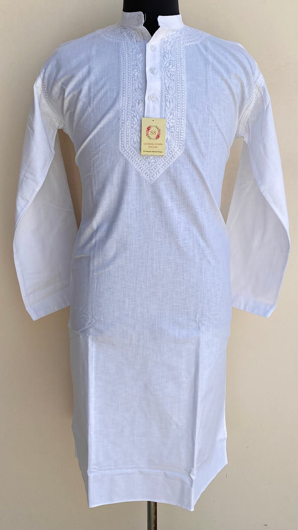 Lucknowi Chikankari Men’s Kurta White Cotton