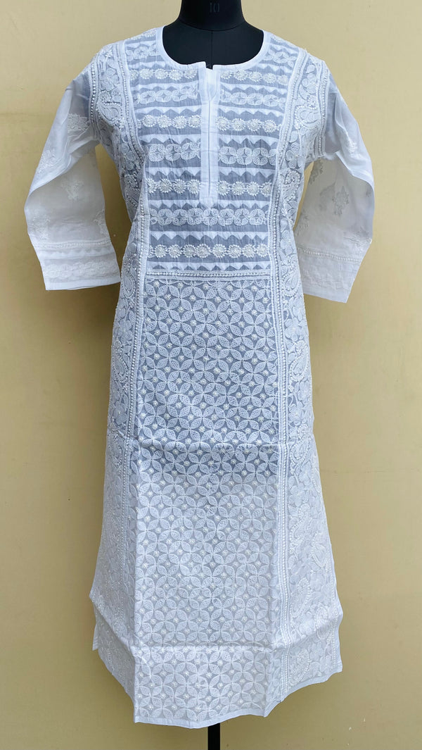 Lucknowi Chikankari Kurti White Cotton With Applique Work