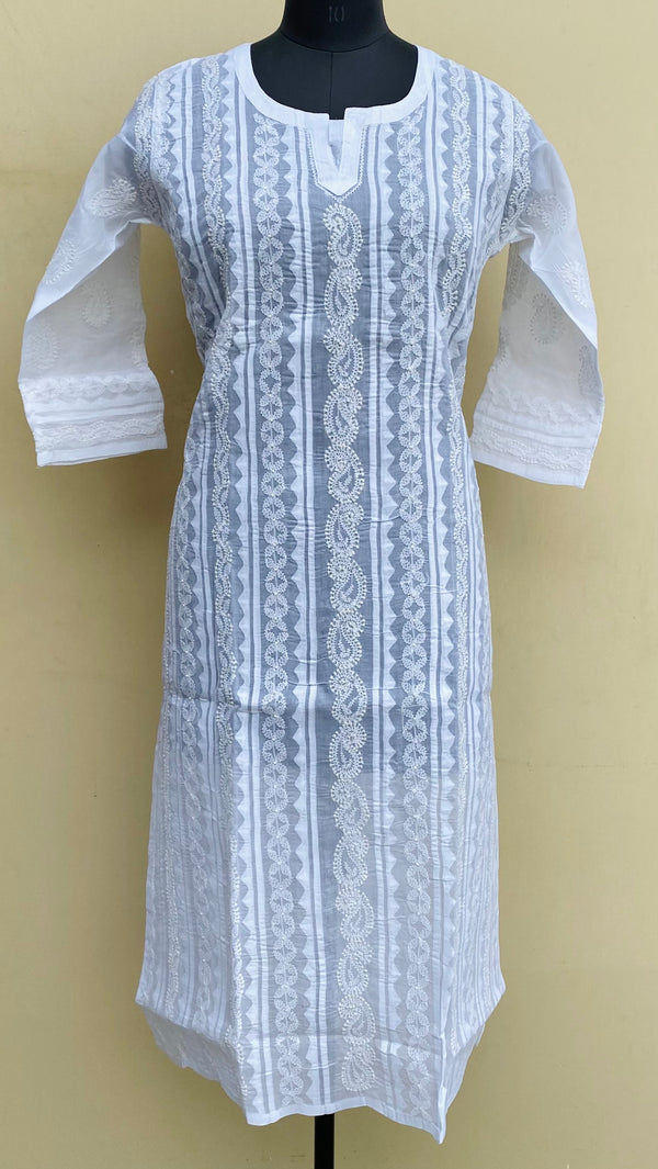 Lucknowi Chikankari Kurti White Cotton With Applique Work