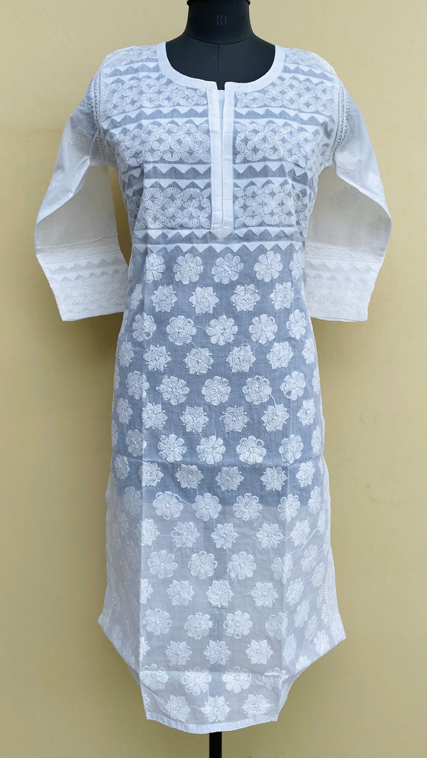 Lucknowi Chikankari Kurti White Cotton With Applique Work