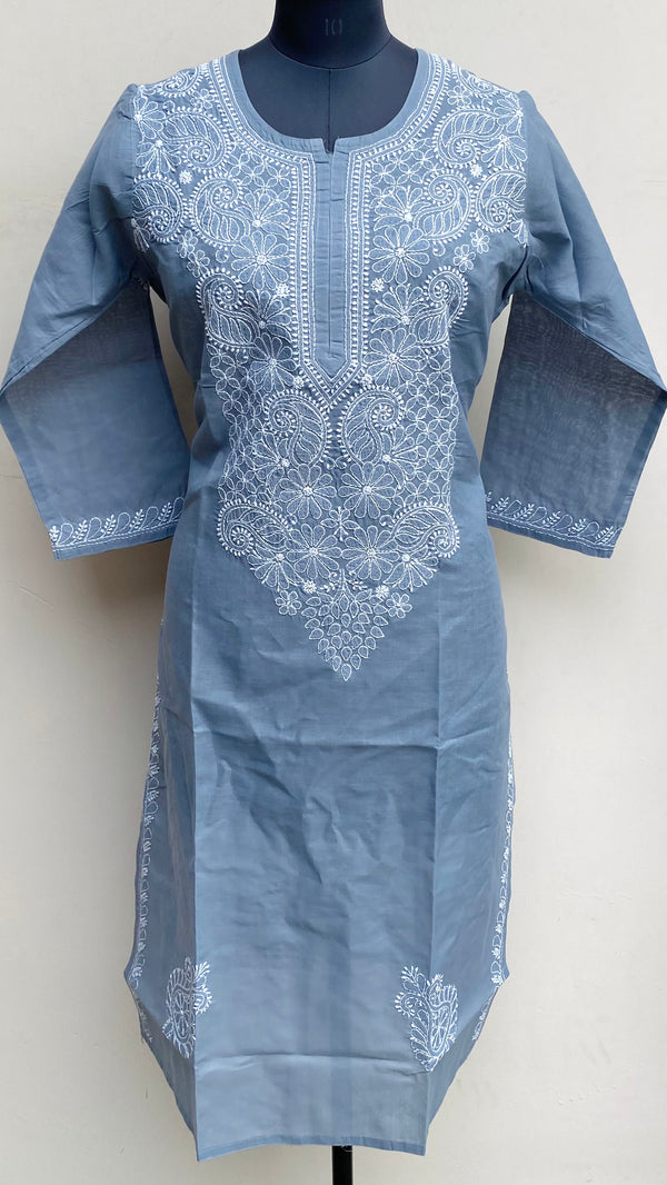 Lucknowi Chikankari Kurti Gray Cotton