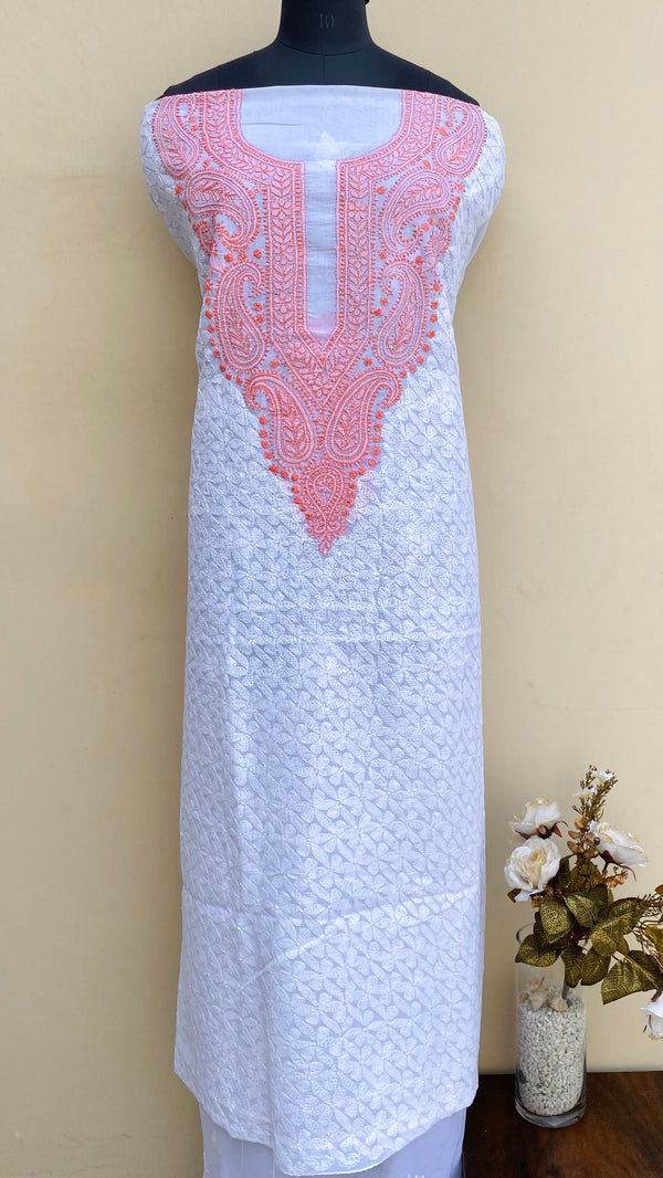 Lucknowi Chikankari Kurta Length White Cotton