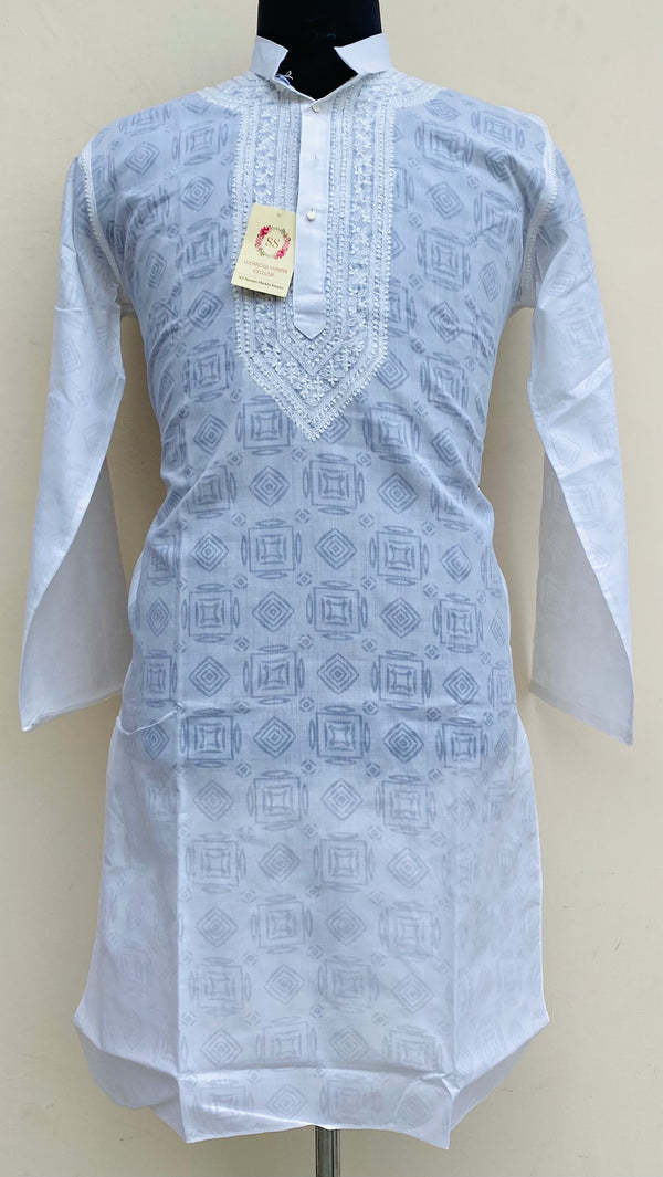 Lucknowi Chikankari Men’s Kurta White Cotton