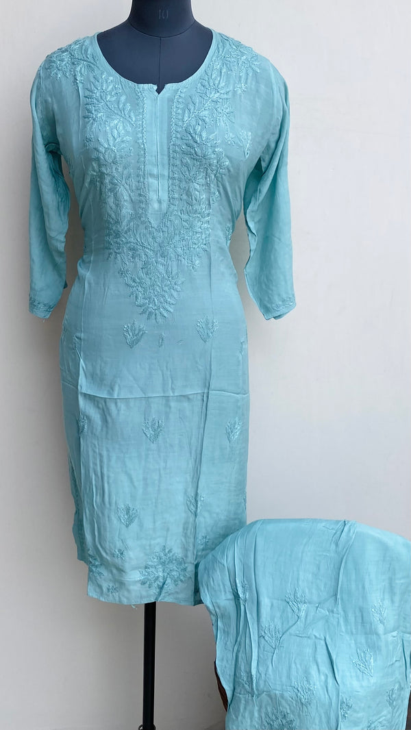 Lucknowi Chikankari Co-ord Set Green Muslin Cotton With Self Work