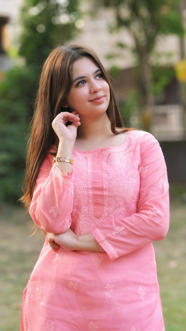 Lucknowi Chikankari Kurti Gajri Cotton