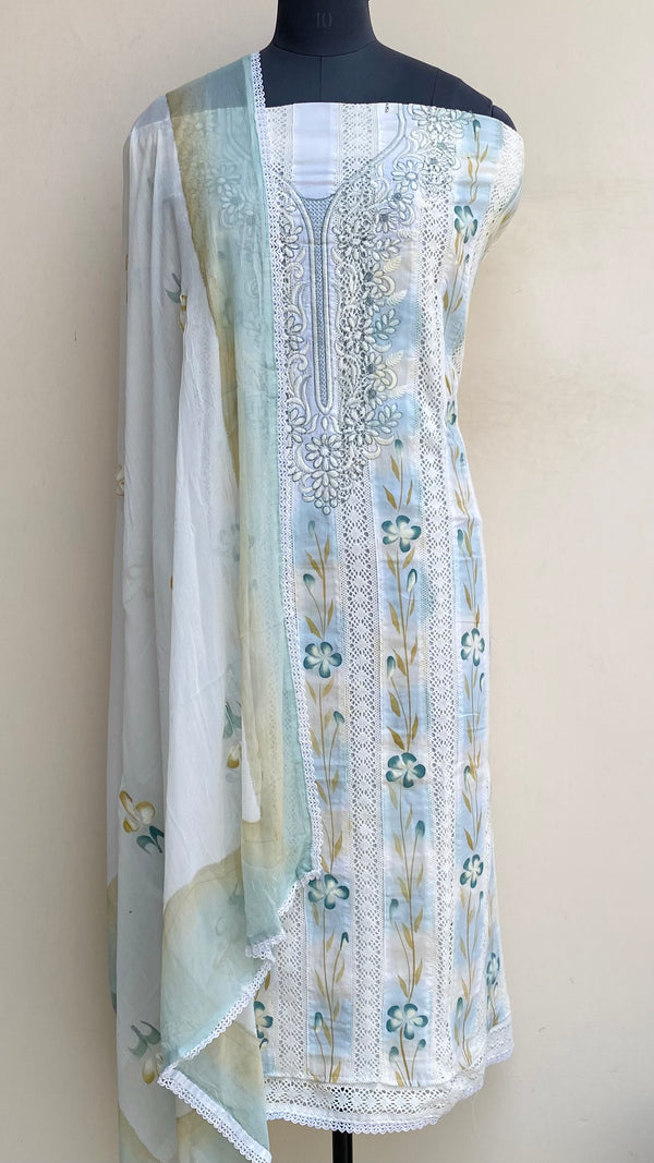 Designer Embroidered Suit Length 3 Piece Off White Mal Cotton