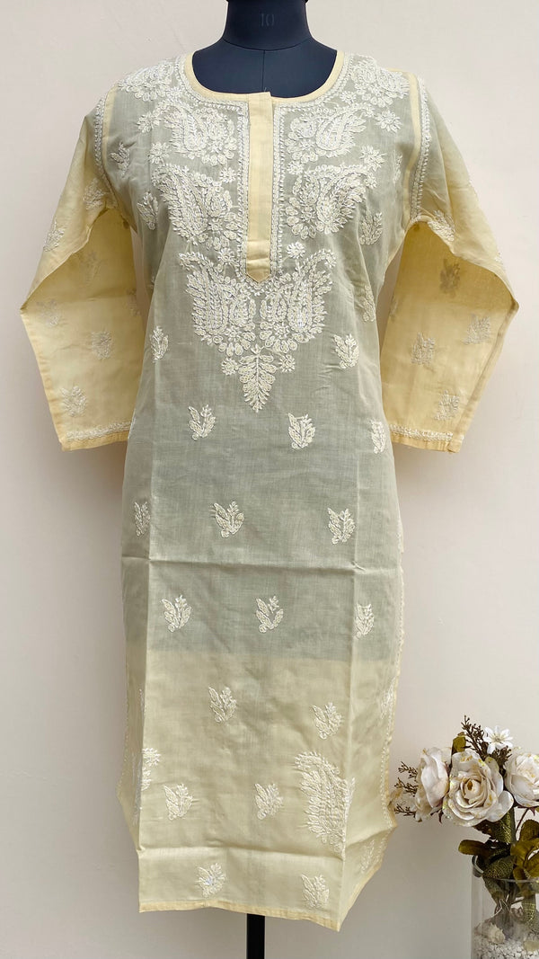 Lucknowi Chikankari Kurti Beige Cotton