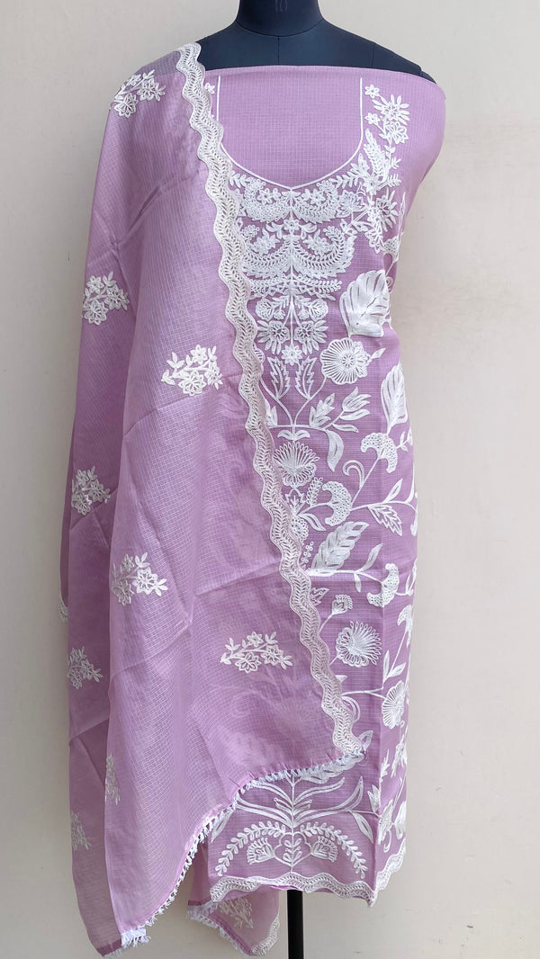 Designer Embroidered Suit Length 3 Piece Purple Kota