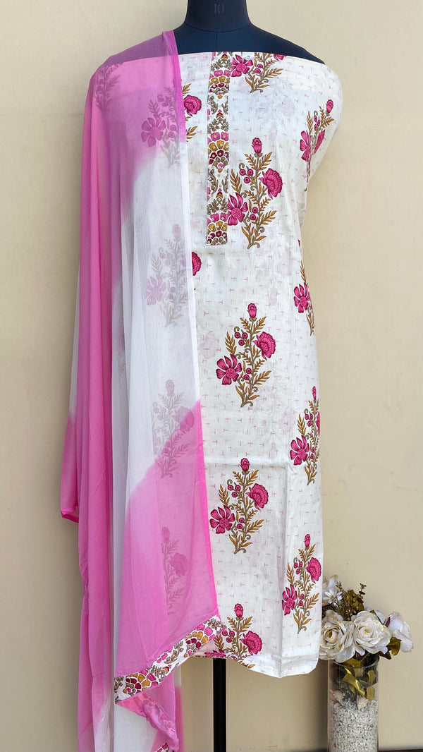 Designer Embroidered Suit Length 3 Piece Off White Mal Cotton