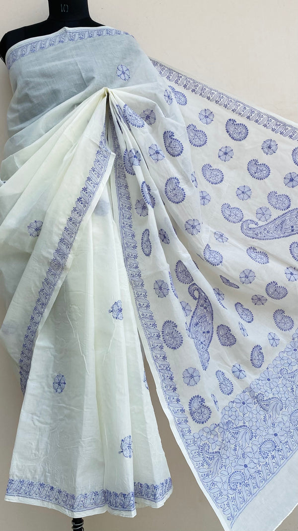 Lucknowi Chikankari Saree Off White Cotton