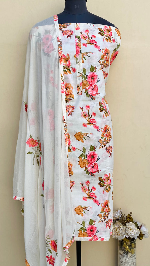 Designer Embroidered Suit Length 3 Piece Cream Mal Cotton