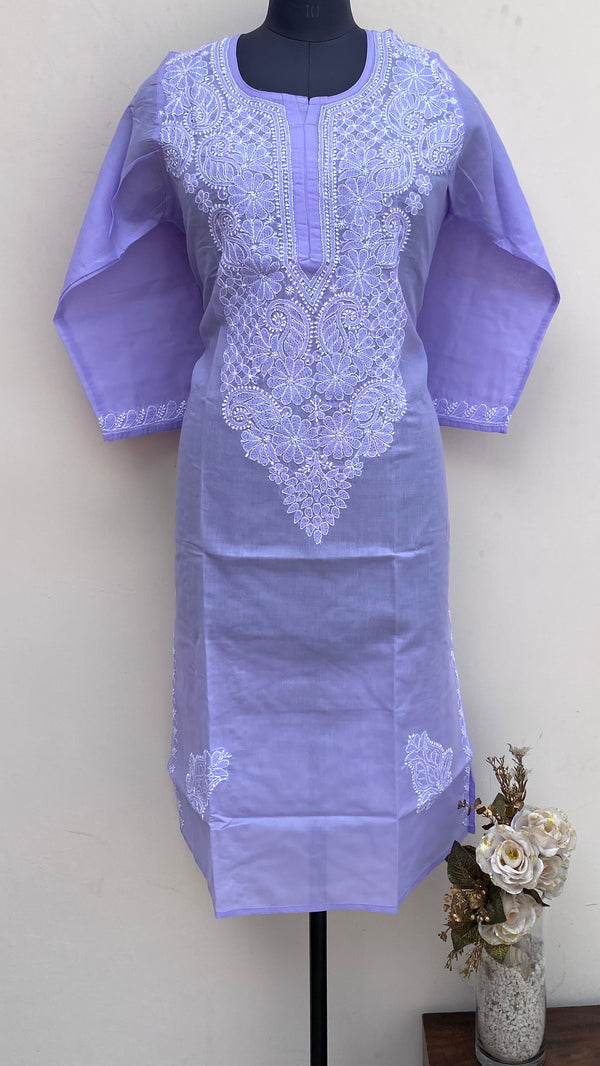 Lucknowi Chikankari Kurti Purple Cotton