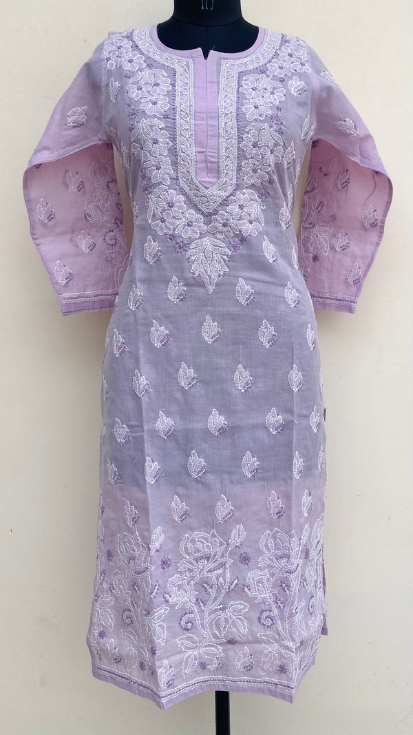 Lucknowi Chikankari Kurti Purple Cotton