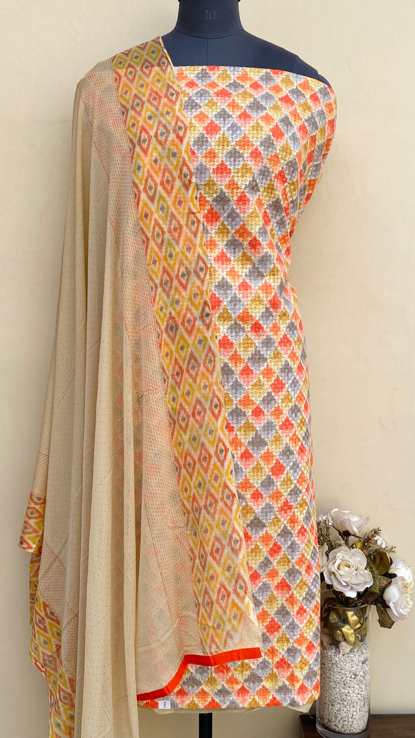 Designer Embroidered Suit Length 3 Piece Multicolour Mal Cotton