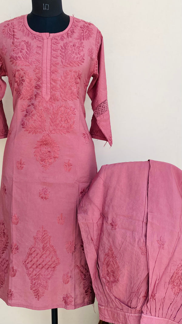 Lucknowi Chikankari Co-ord Set Copper Mal Chanderi With Self Work