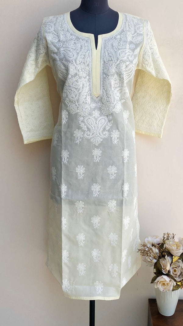Lucknowi Chikankari Kurti Cream Cotton