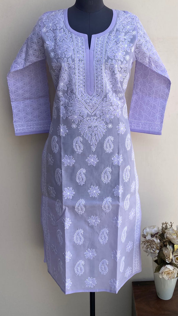 Lucknowi Chikankari Kurti Purple Cotton
