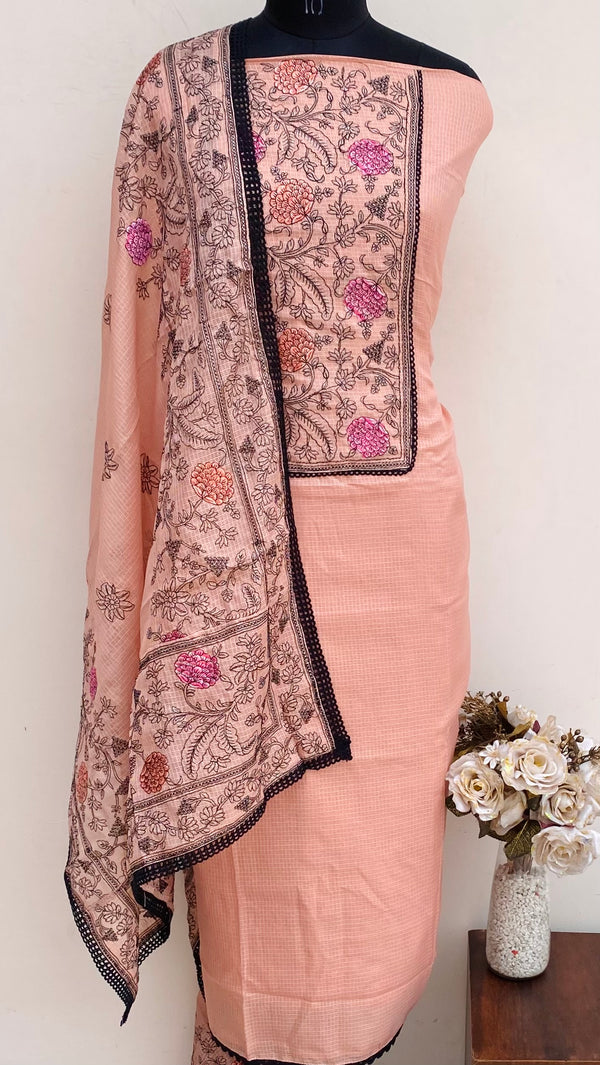 Designer Embroidered Suit Length 3 Piece Copper Kota With Sequence Work