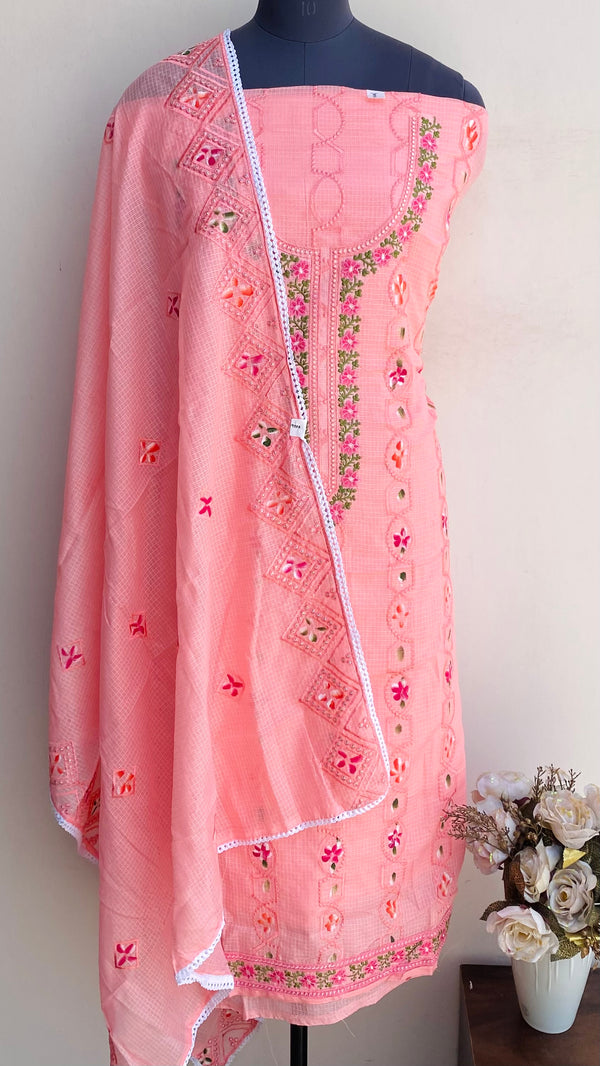 Designer Embroidered Suit Length 3 Piece Gajri Kota