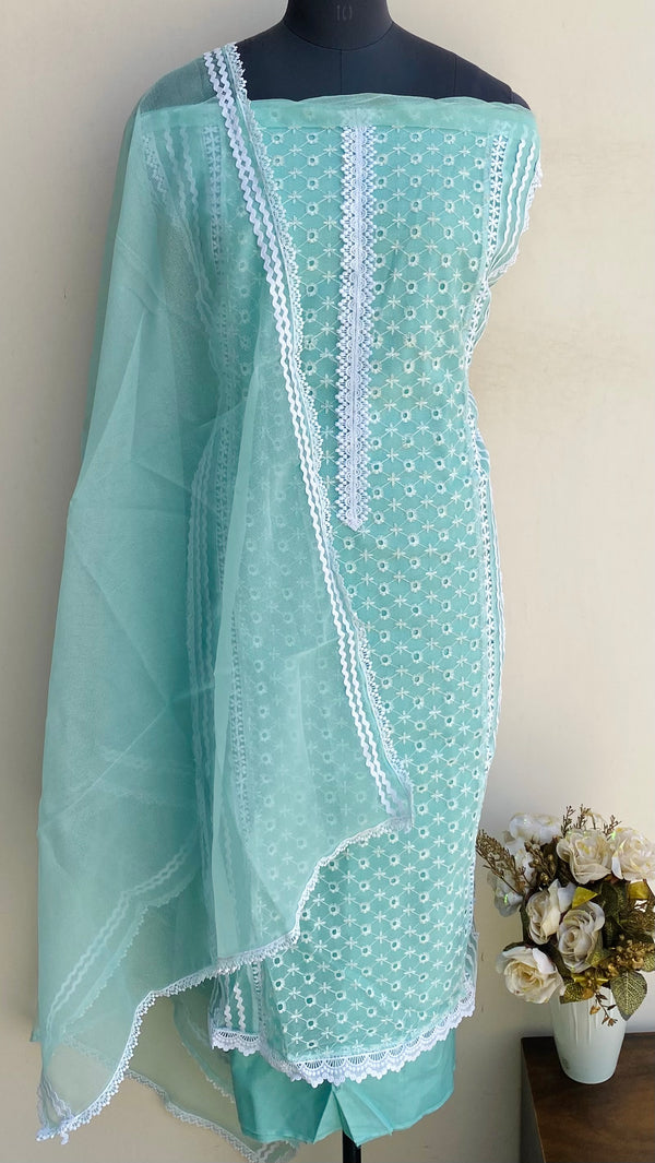 Designer Embroidered Suit Length 3 Piece Aqua Blue Kota