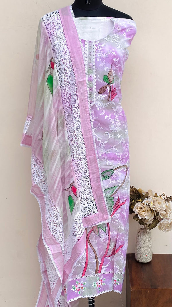Designer Embroidered Suit Length 3 Piece Multicolour Organza